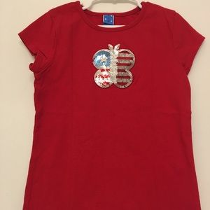 Girls Tee Shirt 4th July Red shirt size M (7/8)